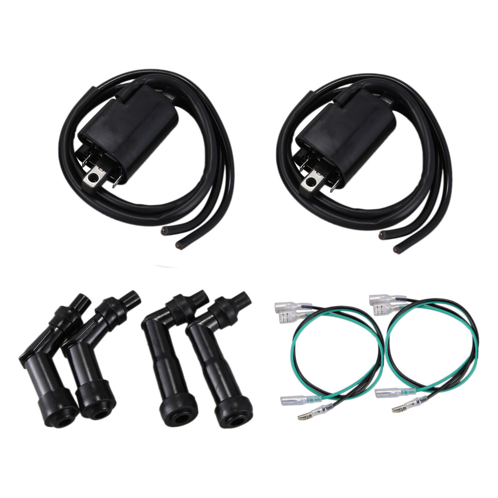 Ignition Coils And Caps Set For Cb350f Cb400f Cb500 Cb550 Black/White 6032604660117