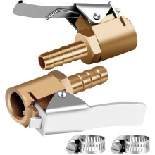 1/4inch Brass Tire Inflator Lock  Air Chuck, Air Compressor Tire Inflator Chuck Hose End for Hose Repair-2Pack
