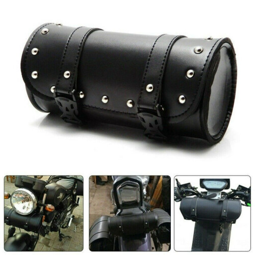 Motorcycle Leather Universal Tool Round Roller Saddle Bag fork for Travel Suitcase 1