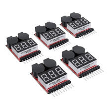 5 STKS 2 In1 1-8S Lipo Batterij Spanningstester, RC Laagspanning Zoemer Alarm, Batterij Monitor Checker Tester voor Lipo/Li-Ion