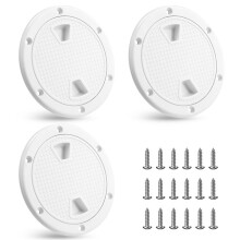 3Pack Boat Hatch White Circular Non Slip Inspection Hatch Boat Detachable Deck Hatch Cover 4inch with Screw Boat Parts