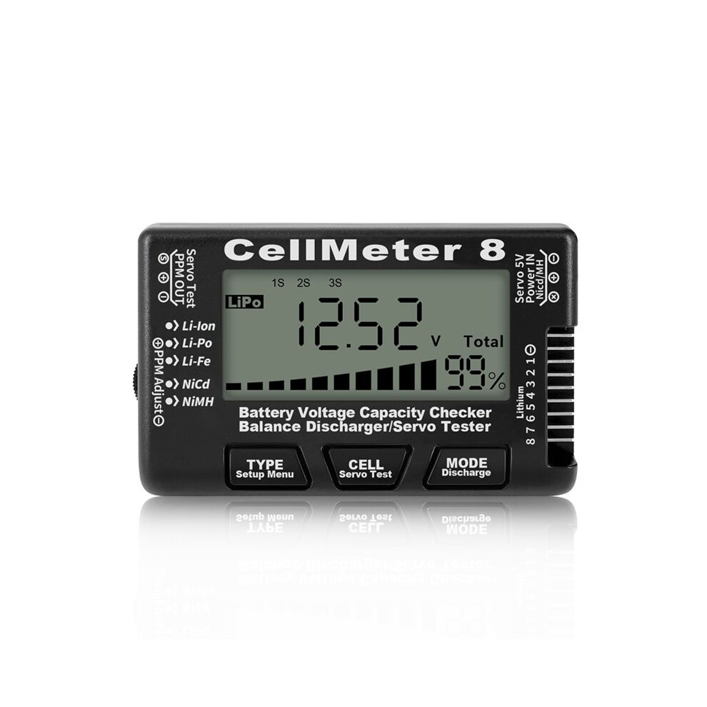 RC Cellmeter 8 Digital Battery Capacity Checker Controller Tester Voltage Tester for Li-Ion NiMH Nicd Cell Meter Black-image-OPC-PPXJ9VT-NEW