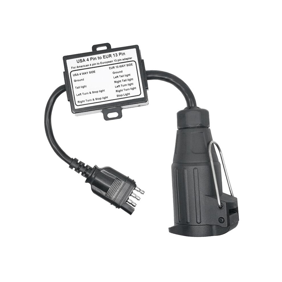 Us To Eu Trailer Converter For Us Cars 4-Pin Flat Plug Socket To European Trailer 13-Pin Round Plug Light 6033522818970