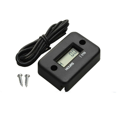 Waterproof LCD Display Digital Hour Meter Inductive Timer for Bike Motorcycle ATV Snowmobile Engine, Black 1