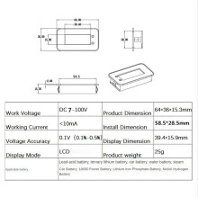 7-100V Digital Battery Capacity Tester Battery Monitor Voltage Temperature  Meter für Car Ships, IPX7 Waterproof