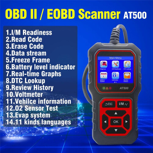 OBD2-Scanner, AT500 OBD2-Scanner-Diagnosetool, Automotor-Fehlercode-Leser und LöSch-Check-Engine-Licht-Auto-Scan-Tools 1