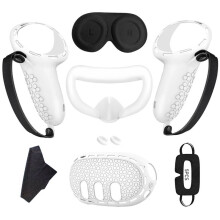 Voor Meta Quest 3 Siliconen Hoesje+Handvat Case+Face Cover+Verduisteringsmasker Volledige Kit Anti-Lekkage Neus Pad VR Siliconen Hoesje A
