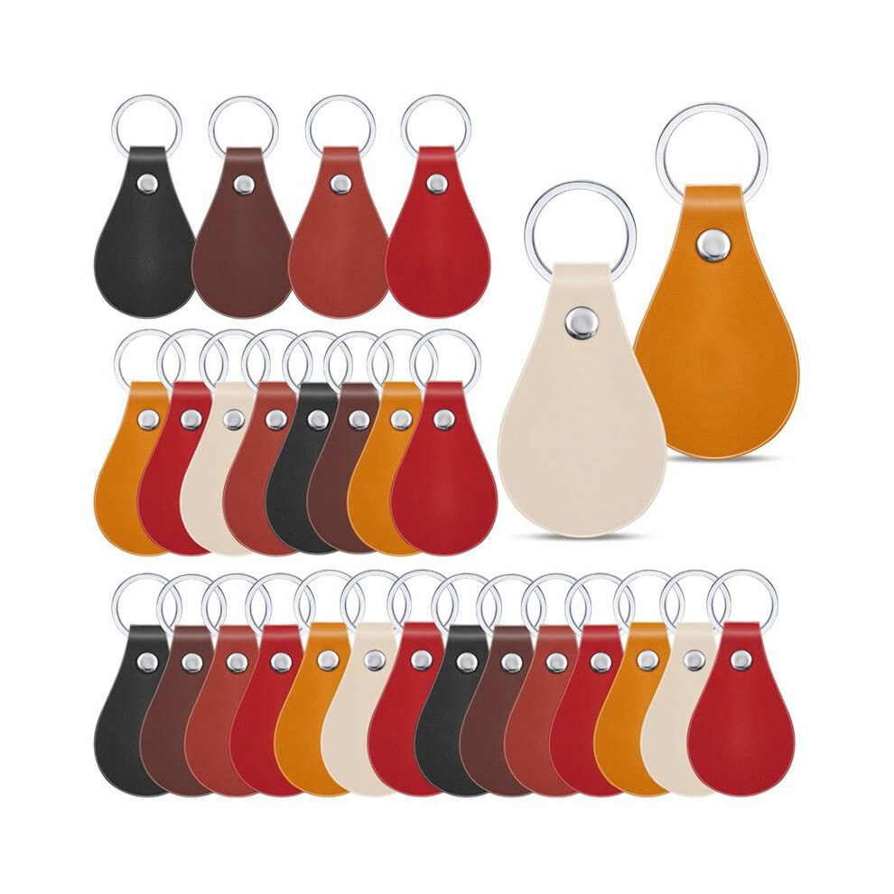 60 Pcs Pu Leather Key Fob Kit Leather Key Fobs Blanks With Rivets And Key Rings Leather Keychain For Diy Laser Engraving 6033853592785