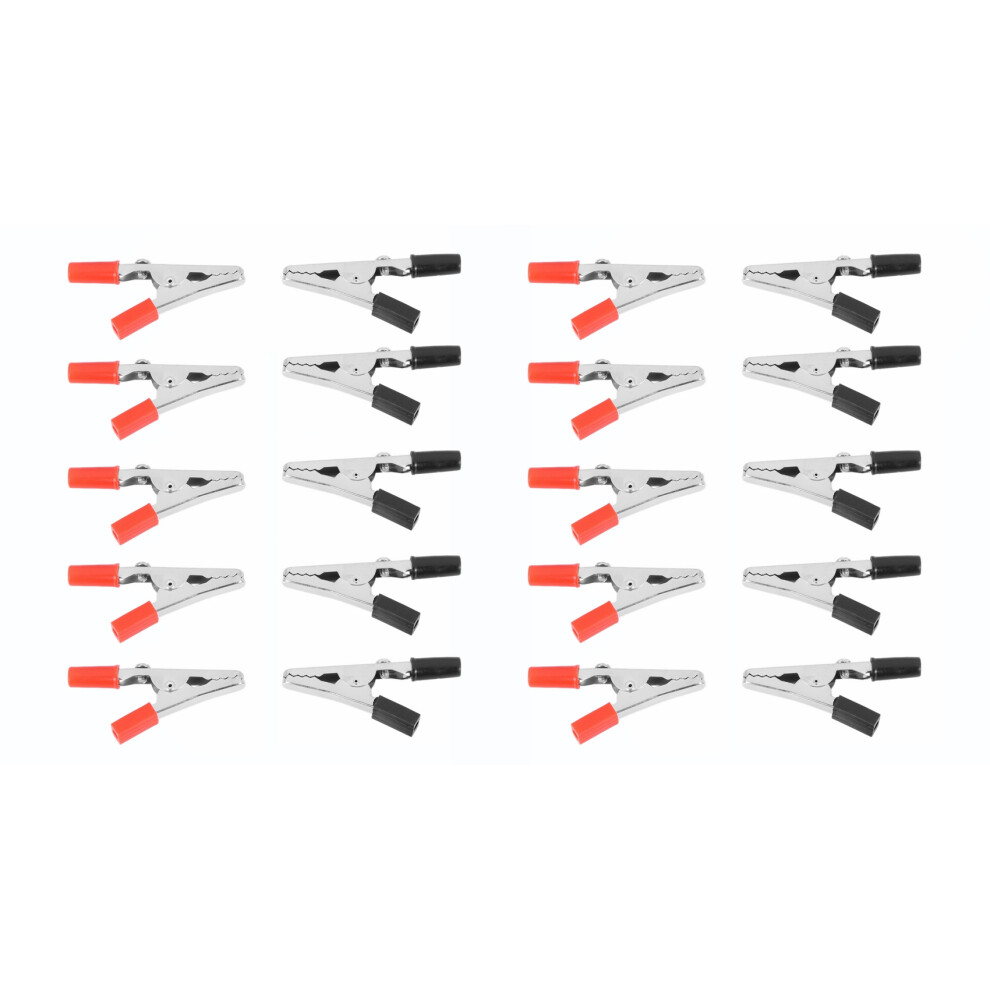 20 Pcs 50mm Plastic Handle Test Probe Metal Alligator Clips