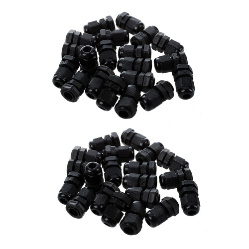 40 Pieces Black Plastic Waterproof Cable Gland Connector PG7