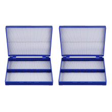 2X Royal Plastic Rectangle Hold 100 Microslide Slide Microscope Box