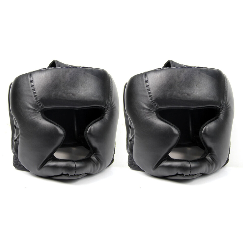 2X Schwarze gute Kopfbedeckung Kopfschutz Trainingshelm Kickboxen Schutzausruestung