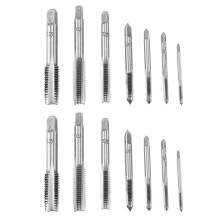 14Pcs M3 to M12 metal Hand Screw Machine Metric Taper Plug Tap Drill Bit Kit Silver
