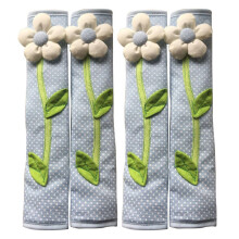 4PCS Pastoral Flower Polka Dot Door / Refrigerator Handle Cover Nevera Door Handle Gloves DecoracióN para el Hogar Accesorios de Cocina Azul