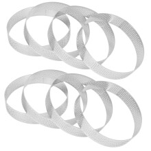 8 Pcs Circular Porous Tart Ring Bottom Tower Pie Cake Mould Baking Tools Perforated Cake Mousse Ring,10cm