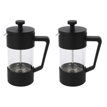 2X French Press Coffee & Tea Maker 12Oz, Thickened Borosilicate Glass Coffee Press Rust-Free and Dishwasher Safe,Black