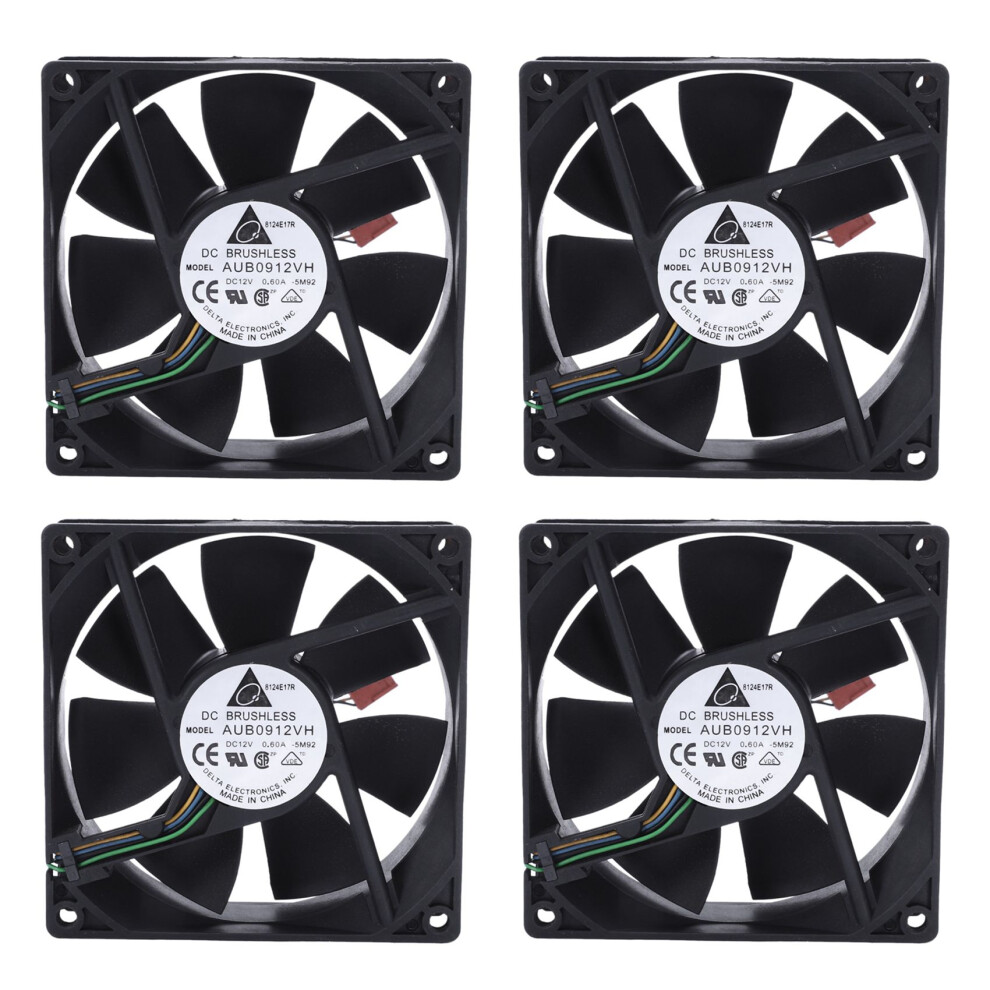 4X 90X90x25mm 12V 0.60A 4-Pin Computer Cpu Cooling Fans Black 6031760123542