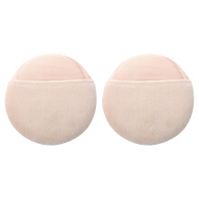 2X Women Cosmetic Beige White Round Face Makeup Facial Powder Puff
