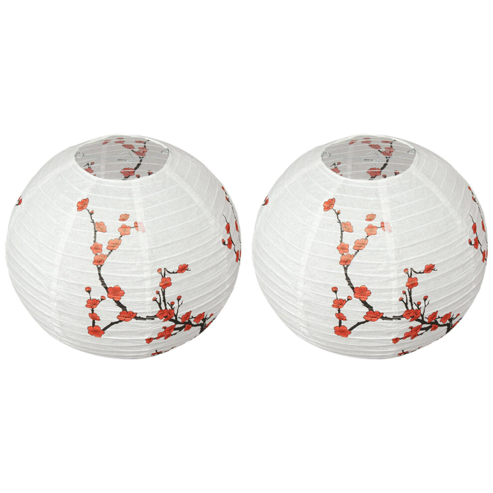 2X 30Cm Lamp Shade Paper Lantern Oriental Style Decoration Plum Blossom Light