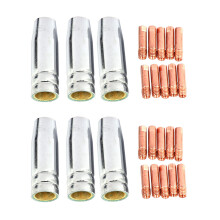 26 Stücke Co2 Mig Schweiß Brenner Luftgekühltem Mb 15Ak Kontakt Spitzen Halter Gas Düse 0,8Mm Schweißer Abdeck