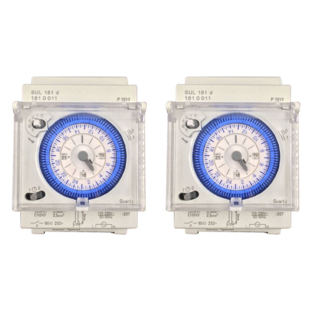 2X Analog Mechanical Timer 110V-220V 24 Hours Daily Programmable 15Min Setting Relay Sul181d Hot 4713708003414