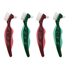 4 Pcs Premium Hard Denture Brush Toothbrush, Cleaning Brush, Multi-Layered Bristles &Portable Denture Double Sided Brush