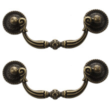 2X Antique Brass Cabinet Door Drawer Handles 100 mm