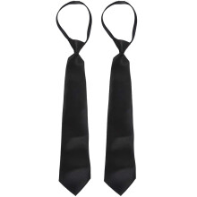 2X Men Solid Black Polyester Zip Necktie Smooth Zipper Tie