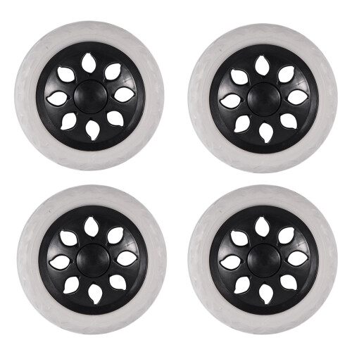 4X Rueda de Carrito de Compras Rueda de Espuma de Nucleo de Plastico Negro
