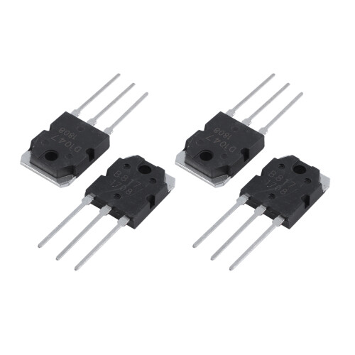 4 Silizium Transistoren - D1047 + B817, 200V, 12A
