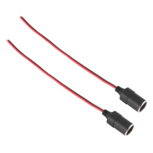 2X Car Caricabatterie Accendisigari Presa Femmina Nero Cavo da 26 cm