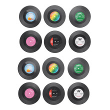 12Pieces / Set  Retro Vinyl Disc Drink Coasters