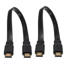 2X Short Male to Male Plug Flat Cable Cord Full HD for Audio Video HDTV TV PS3