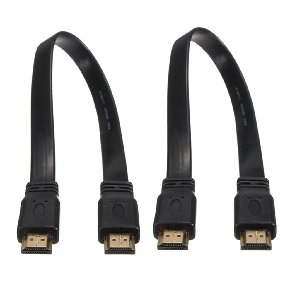 2X Short Male To Male Plug Flat Cable Cord Full Hd For Audio Video Hdtv Tv Ps3 4713816301006