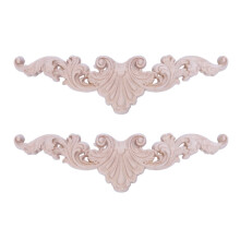 2X Wood Geschnitzte Ecke Onlay Applique Frame Decor MöBel Handwerk Unlackiert Typ: 20 x 5cm
