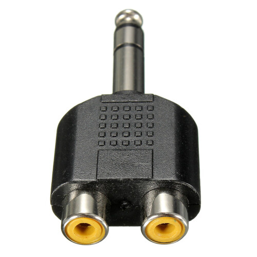 2X 6,35 Mm 1/4 Polegadas EstéReo Masculino para 2 Divisor FêMea Y RCA Duplo Conversor de Adaptador de áUdio 2