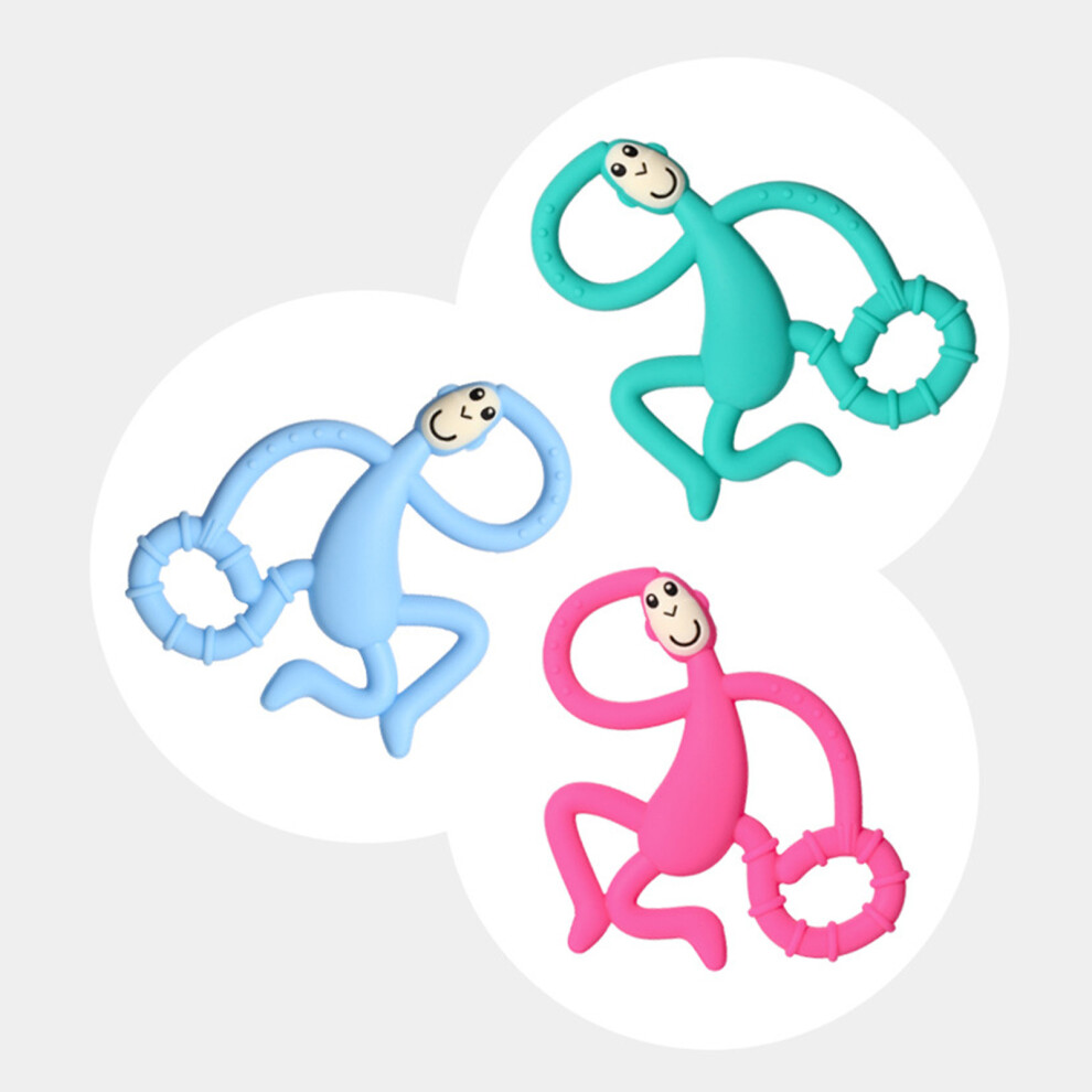 Baby Monkey Silicone Teether Toy, Easy Hold, Soft Infant Chewing Toy Pink