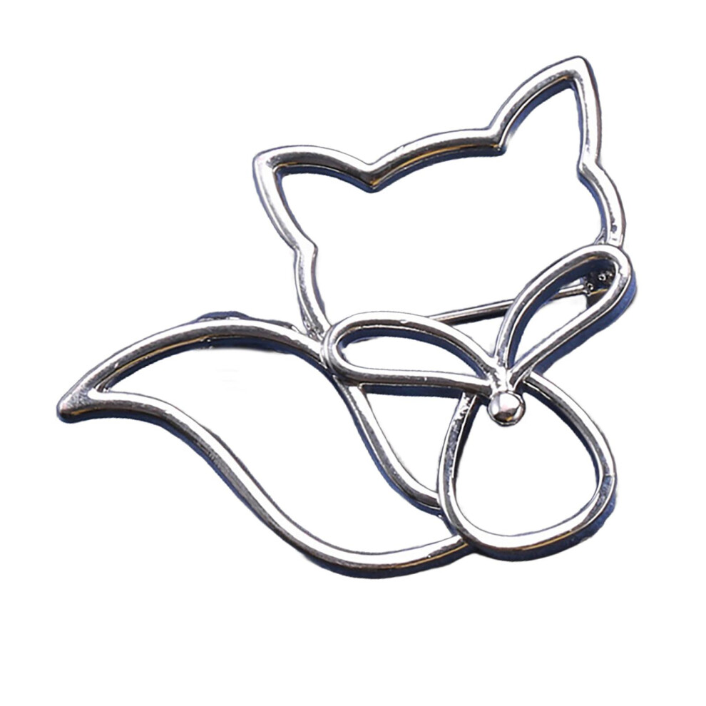 Silver Stylish Hollow Foxes Brooch Pin Casual Brooches Alloy