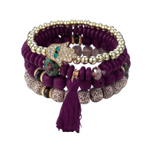 Ensemble de bracelets bohème mauvais yeux, 4-Violet rouge