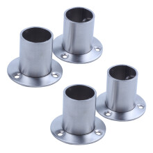 Wardrobe 25mm Tube Stainless Steel Rail Rod End Support Bracket 4Pcs