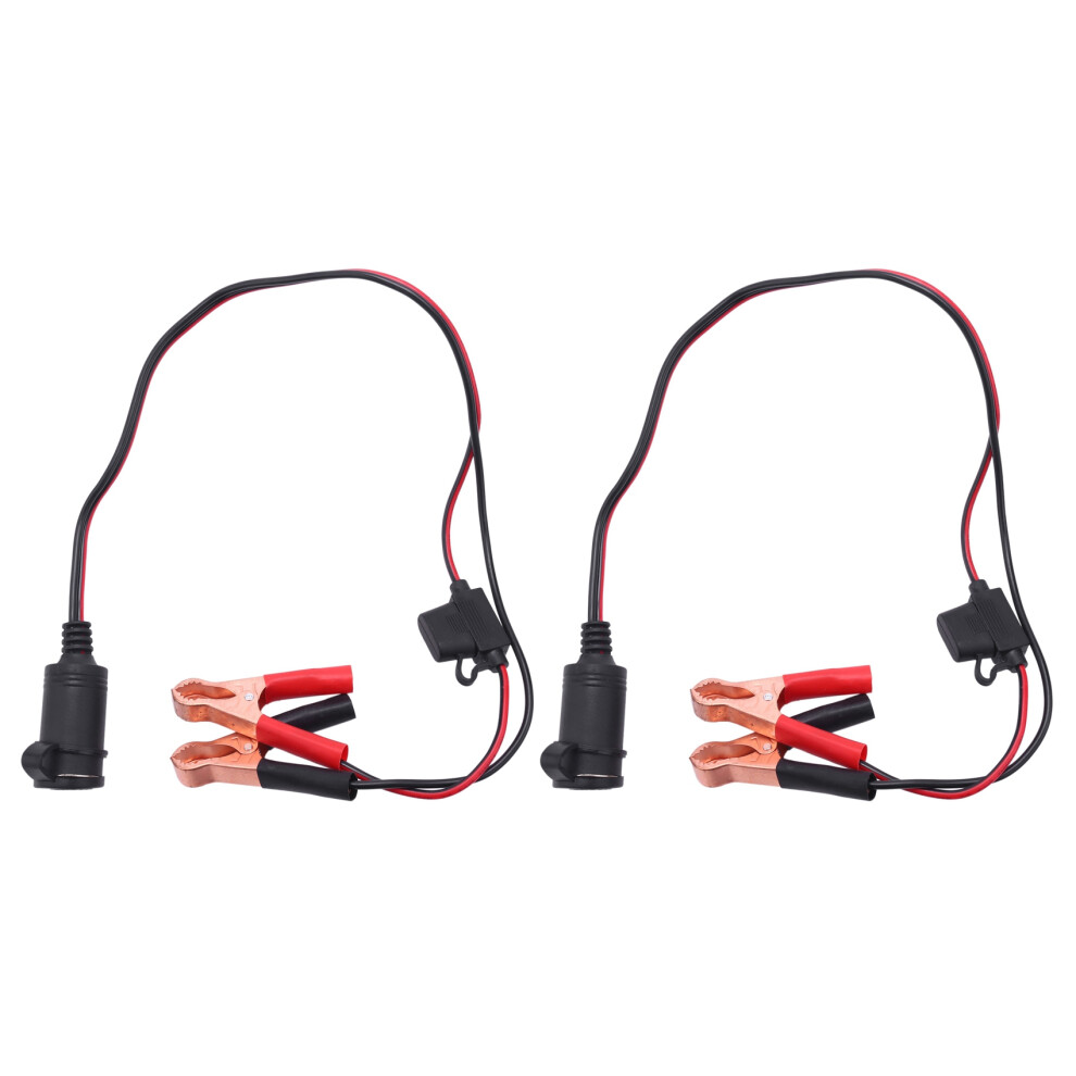 2X 2Ft 12V 24V Car Cigarette Lighter Socket Female Adapter 15A Alligator Clips Car Battery Clip- Extension Cord 6032823072937