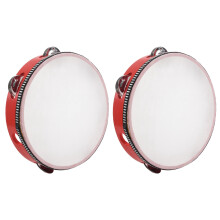 2X 8-Zoll-Musical Tambourine Tambourine Drum Round Percussion Geschenk für KTV Party Rot