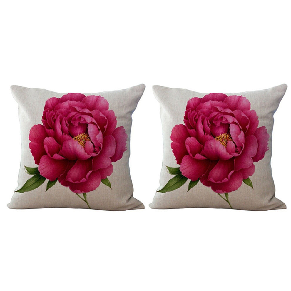 Exogio 2X Vintage Floral/Flower Flax Decorative Throw Pillow Case Cushion Cover Home Sofa Decorative Rose