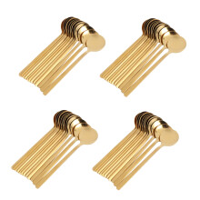 48x Forme Ronde Cuillere A Cafe en Acier Inoxydable Cuilleres A Cafe Dessert Sucre Cuillere(Or)