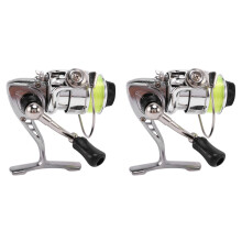 2X Moulinet de Peche de Filage 100 Poches Attirail de Peche Petit Moulinet de Filage 4.3: 1 Roue en Metal Petit Moulinet de Peche
