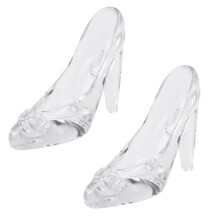 2X Cristal Chaussures Verre Cadeau D'anniversaire DéCor À La Maison Cendrillon Chaussures À Talons Hauts Chaussures de Mariage Figurines Miniatures