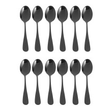 Cucharas para Pastel de Acero Inoxidable, Cucharaditas Pequeñas para Postre, Juego de 12 (Cucharas de Café Negro)