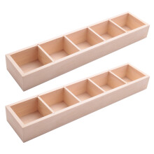 2X Fleshy Flower Iron Ceramics Flowerpot Wooden Box Succulent Plant Flower Pot Rack Planter Bonsai Pot 5 Grid