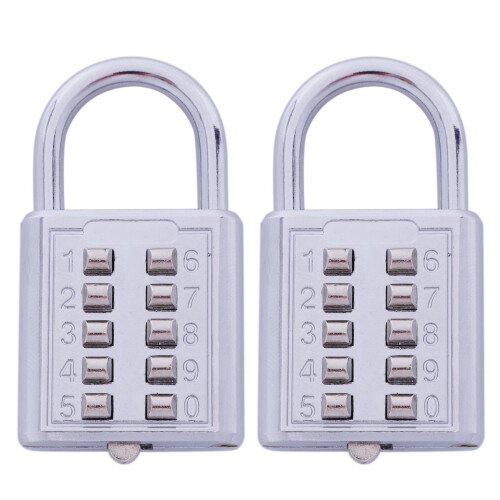 2X Anti-Theft Button Combination Padlock Digit Push Password Lock Zinc Alloy Security Lock Suitcase Luggage Coded Lock