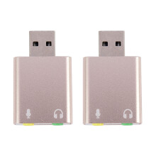 2X Placa de Som USB 7.1 USB Externo para Conector Adaptador de Fone de Ouvido de 3,5 Mm Placa de Som de Microfone de áUdio EstéReo para Computador